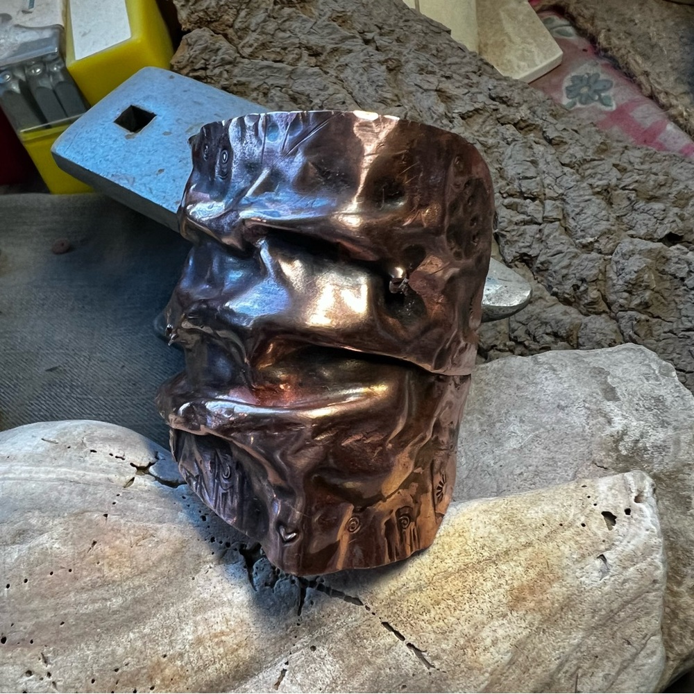 Copper Fold Formed Solid Copper Hand Crafted Cuff… - image 4